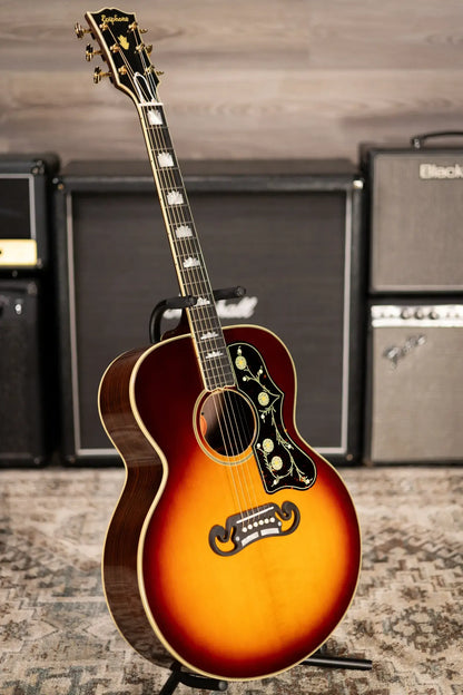 Epiphone Pre-War SJ-200 Rosewood Reissue Acoustic/Electric Guitar - Vintage Sunburst with Hardshell Case