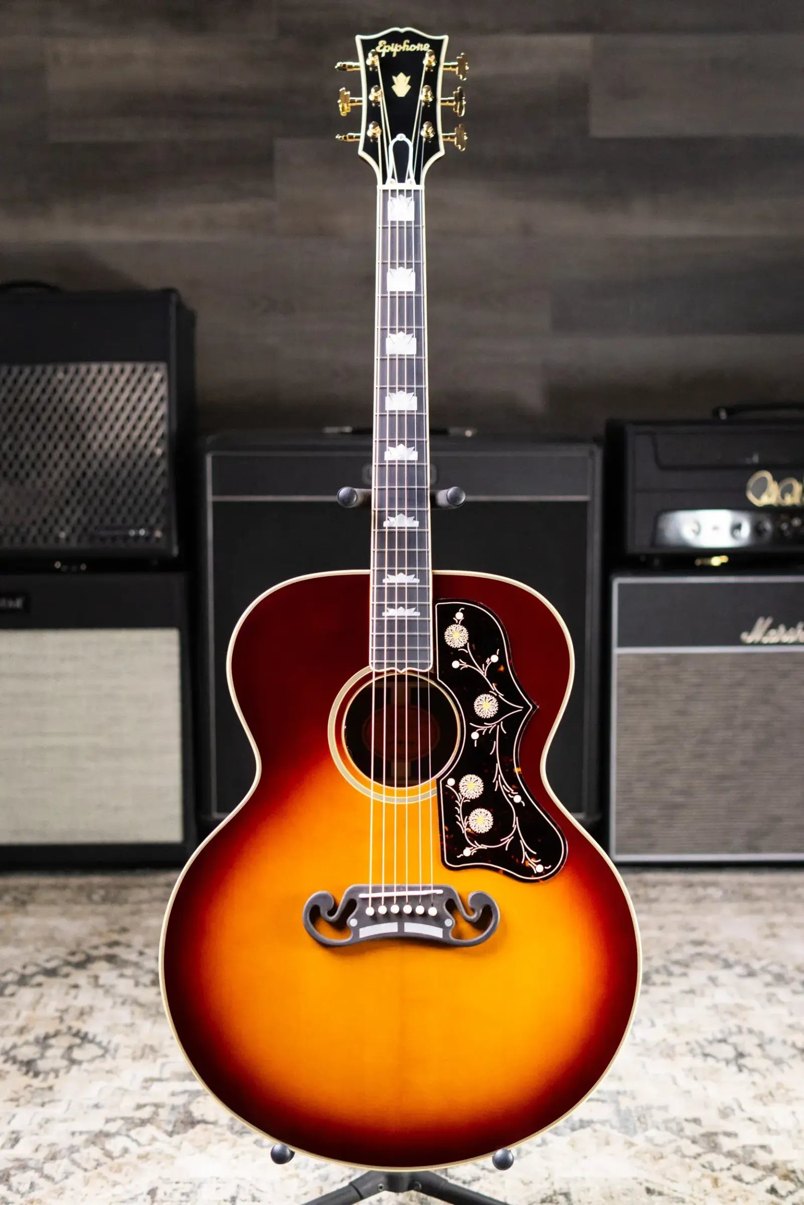 Epiphone Pre-War SJ-200 Rosewood Reissue Acoustic/Electric Guitar - Vintage Sunburst with Hardshell Case - Floor Model