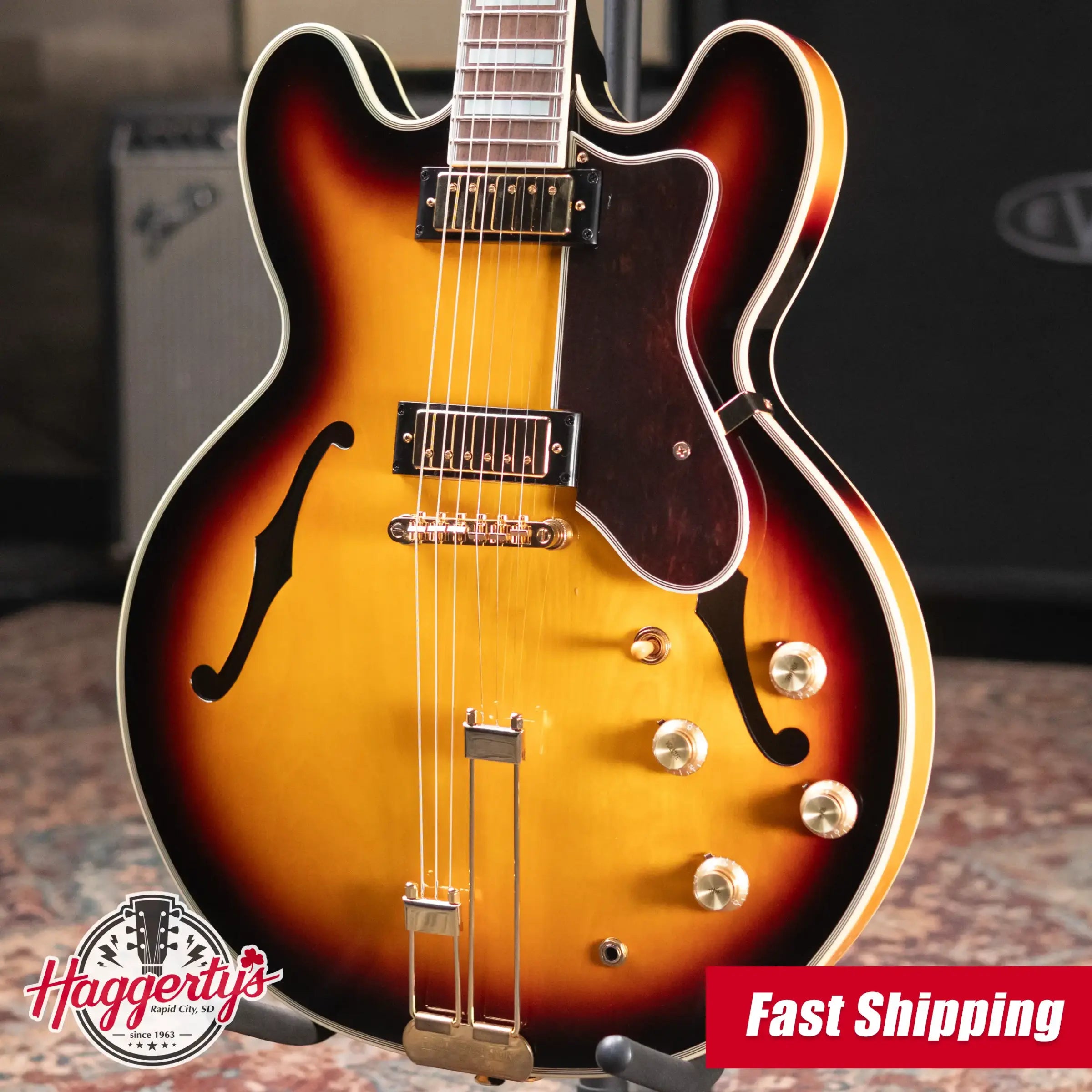 Epiphone Sheraton Semi-Hollow Electric Guitar - Vintage Sunburst with Premium Gig Bag - Used