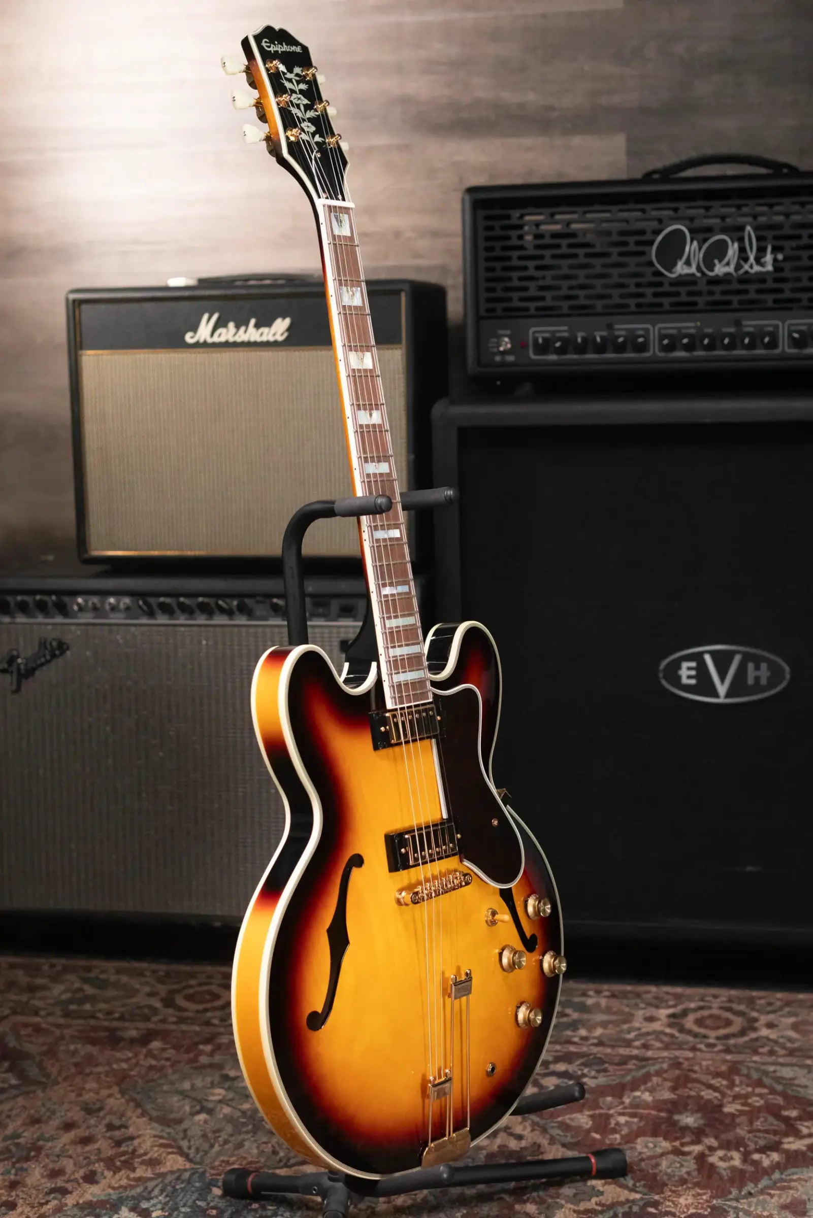 Epiphone Sheraton Semi-Hollow Electric Guitar - Vintage Sunburst with Premium Gig Bag - Used
