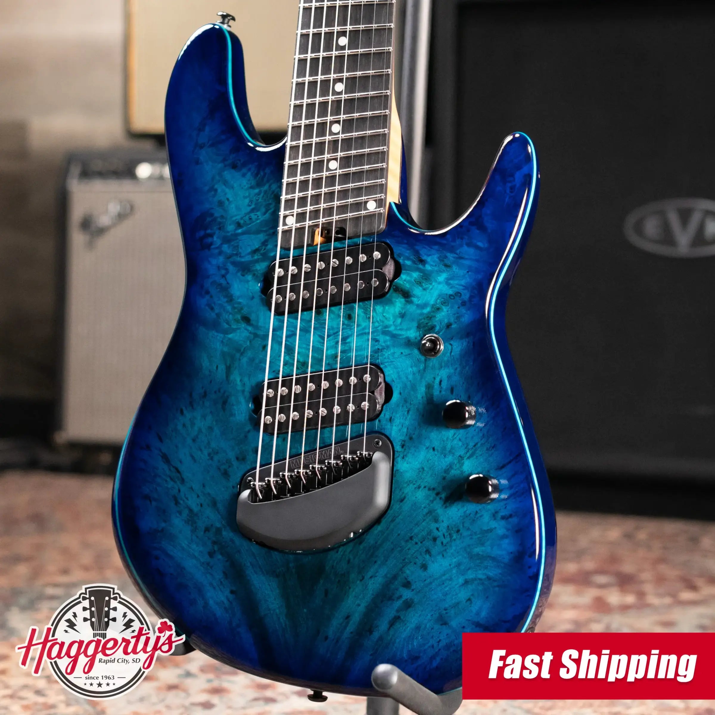 Ernie Ball Music Man Jason Richardson Artist Series Cutlass 8-String Multi-Scale Electric Guitar - Water Temple with Softshell Case