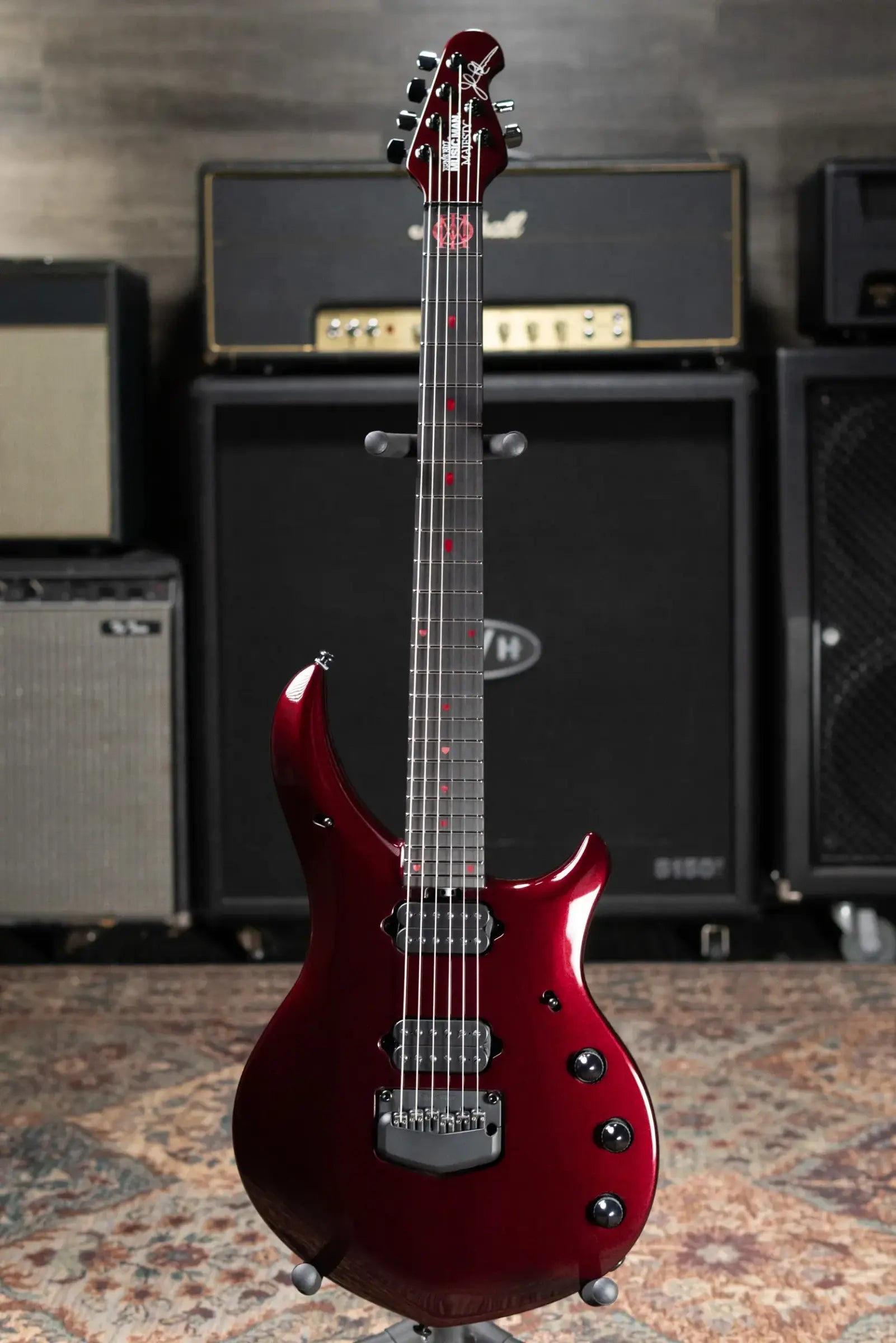 Ernie Ball Music Man Majesty 6 Premium Select Electric Guitar - Carnelian Red with Hard Bag