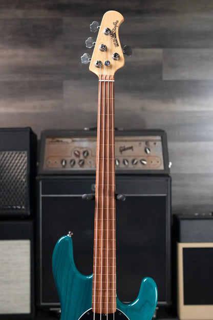 Ernie Ball Music Man StingRay 4 H Fretless Bass Translucent Teal - Used