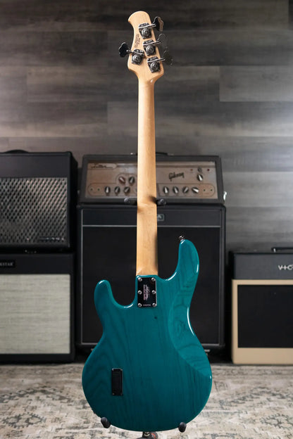 Ernie Ball Music Man StingRay 4 H Fretless Bass Translucent Teal - Used