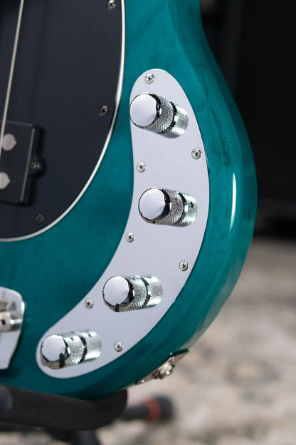 Ernie Ball Music Man StingRay 4 H Fretless Bass Translucent Teal - Used