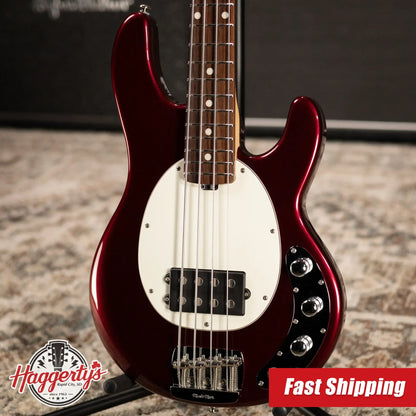 Ernie Ball Music Man StingRay Short Scale Bass Guitar - Raspberry Pearl with Hardshell Case - Used