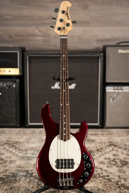 Ernie Ball Music Man StingRay Short Scale Bass Guitar - Raspberry Pearl with Hardshell Case - Used