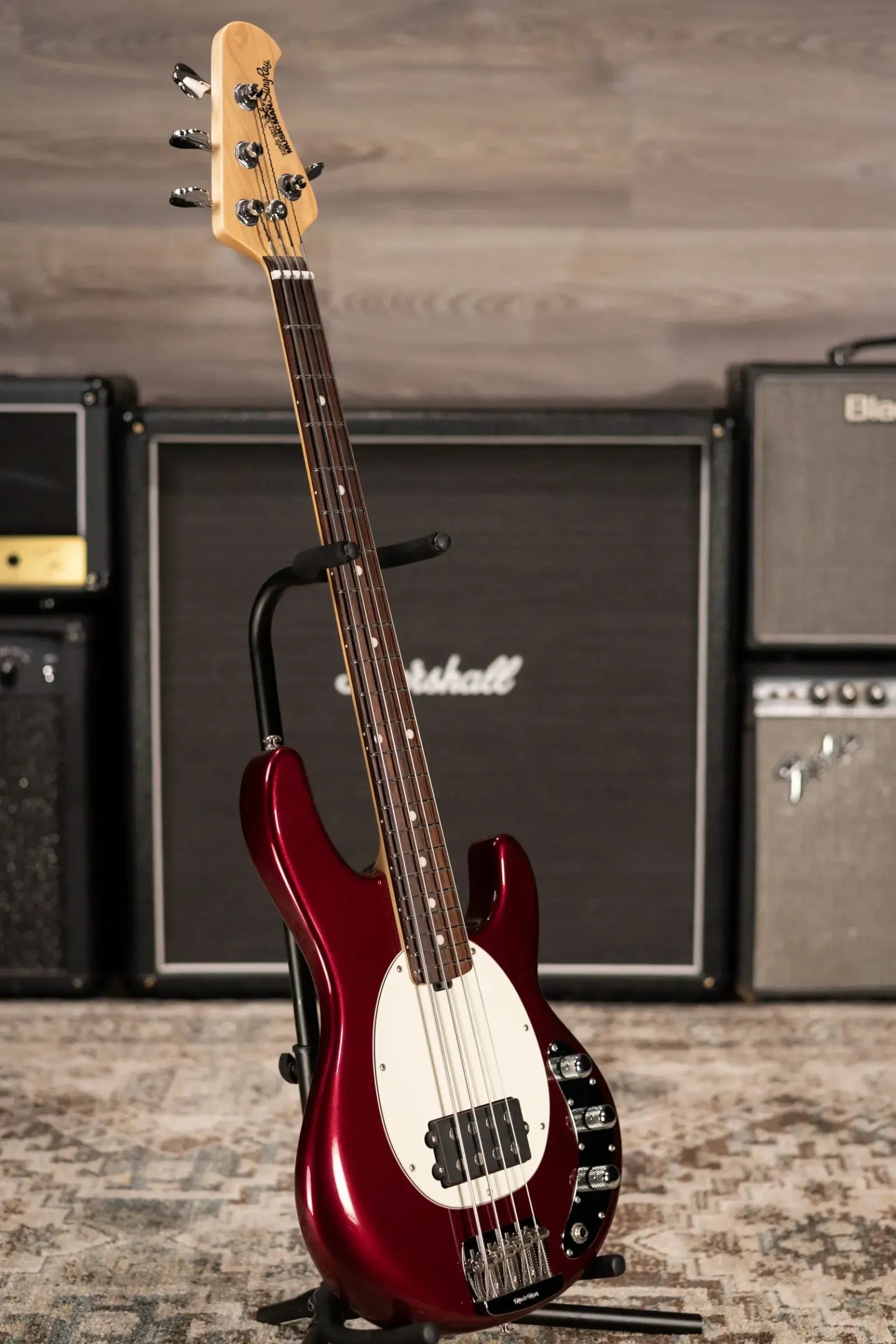 Ernie Ball Music Man StingRay Short Scale Bass Guitar - Raspberry Pearl with Hardshell Case - Used