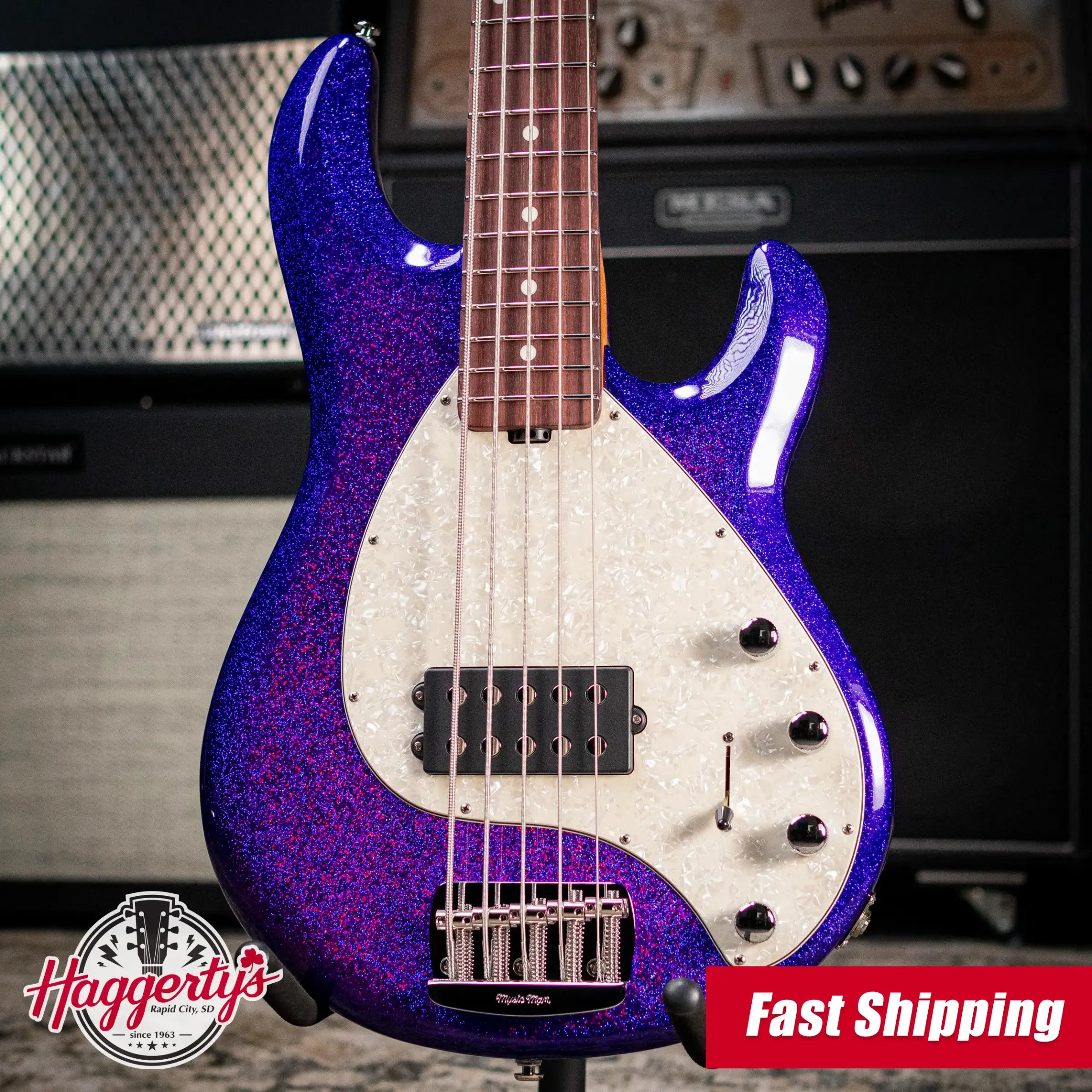 Ernie Ball Music Man StingRay Special 5-String Electric Bass - Violet Sparkle Burst with Hard Bag