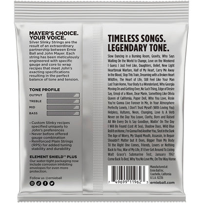Ernie Ball John Mayer Silver Slinky Nickel Wound Electric Guitar Strings - 10.5-47 Gauge