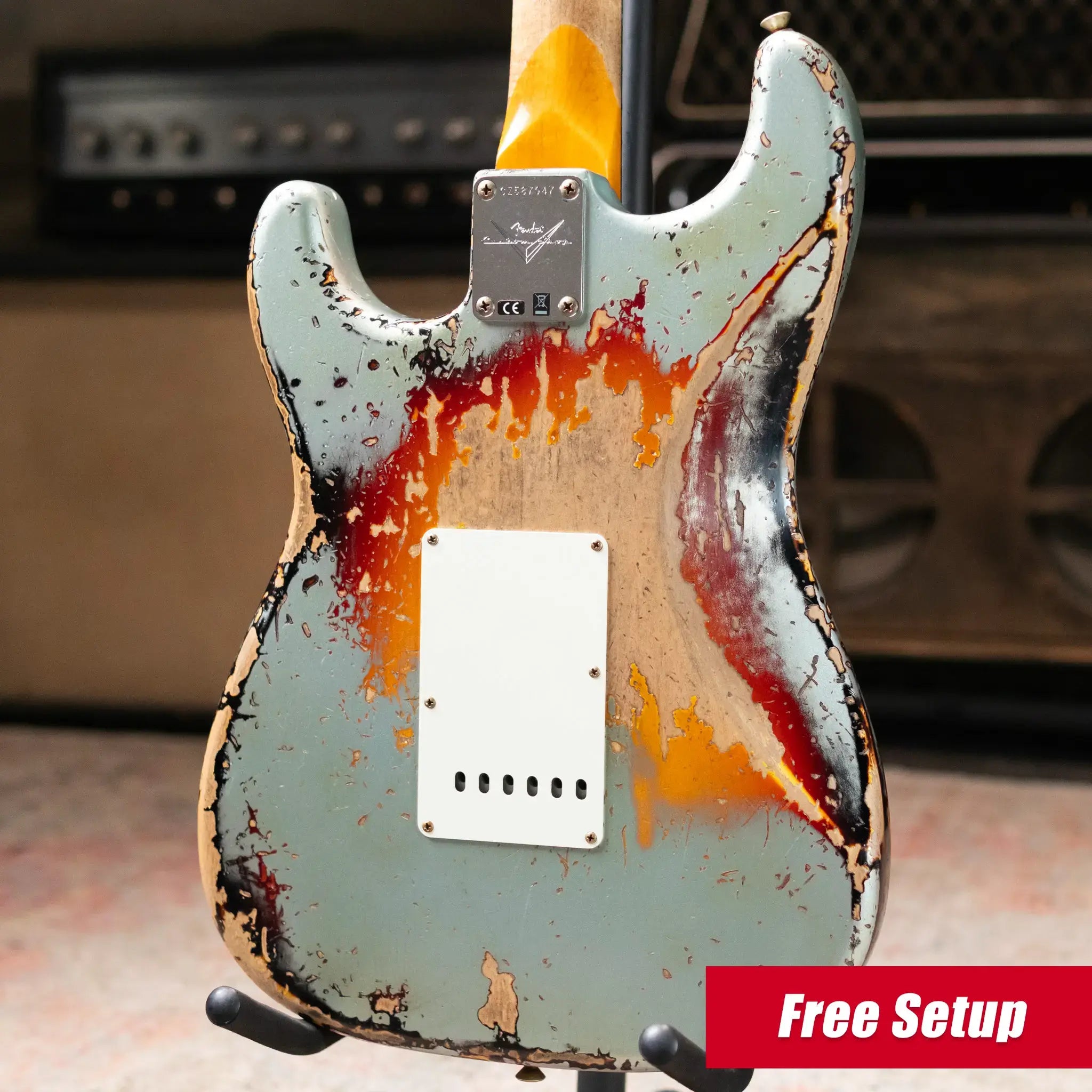 Fender 1965 Stratocaster Super Heavy Relic Electric Guitar - Super Faded Aged Firemist Silver over 3-Color Sunburst with Hardshell Case