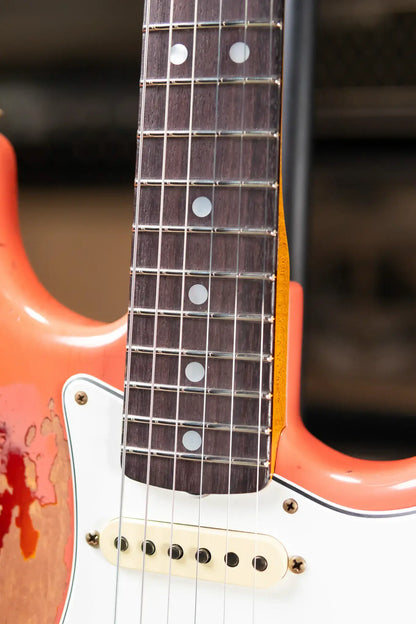 Fender 1965 Stratocaster Super Heavy Relic Electric Guitar - Super Faded Aged Tahitian Coral over 3-Color Sunburst with Hardshell Case