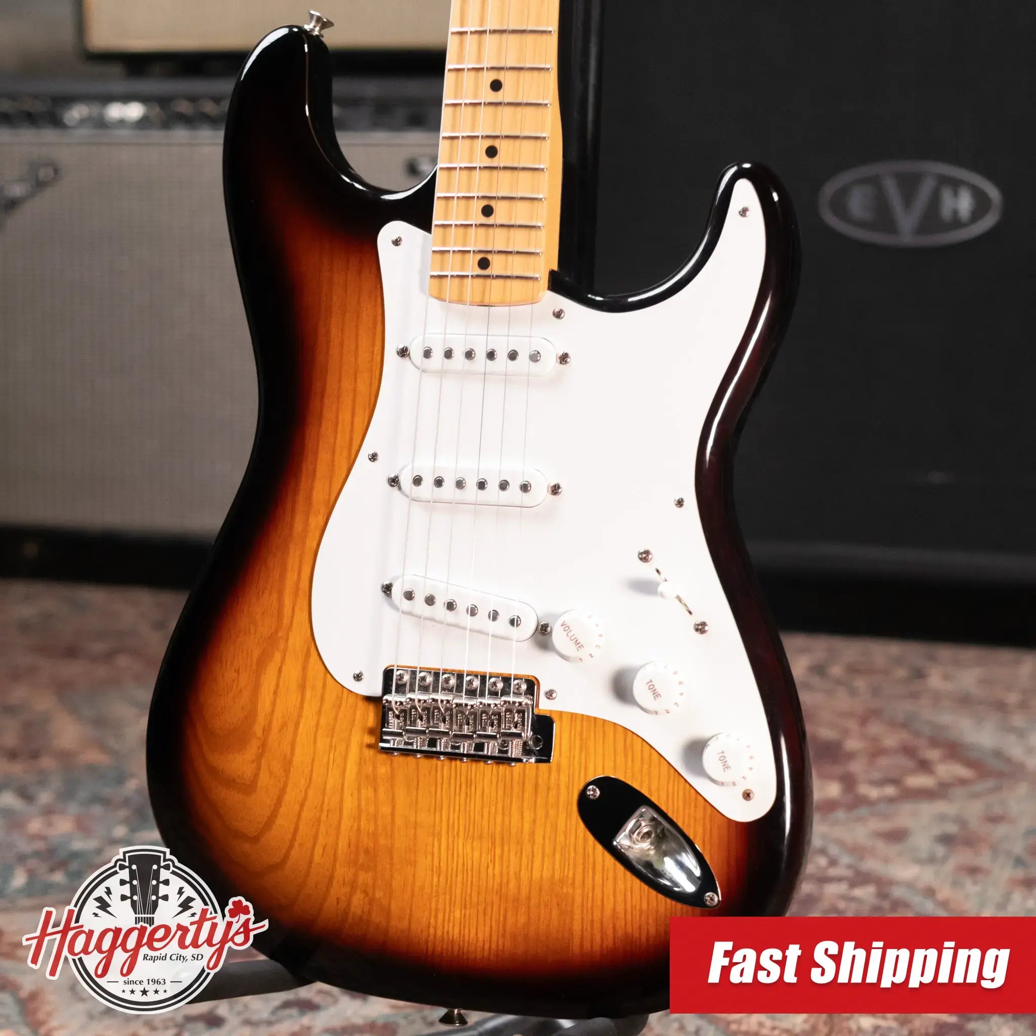 Fender 60th Anniversary American Vintage '54 Stratocaster Electric Guitar - 2-Tone Burst with Hardshell Case - Used