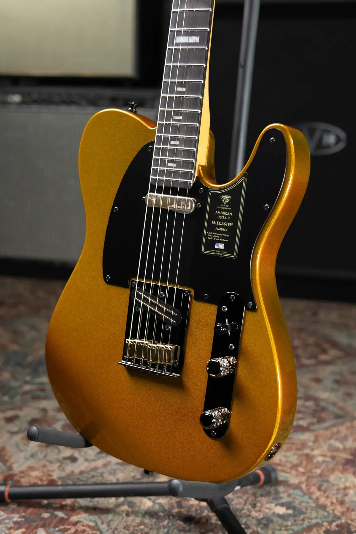 Fender 75th Anniversary American Ultra II Telecaster Electric Guitar - Liquid Gold with Hardshell Case