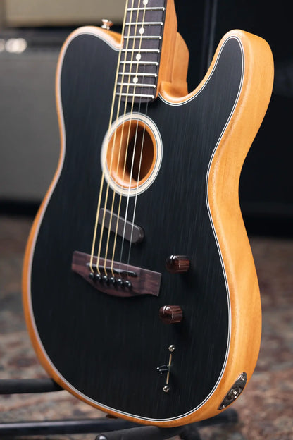 Fender Acoustasonic Player Telecaster Electric Guitar - Brushed Black with Structured Gig Bag