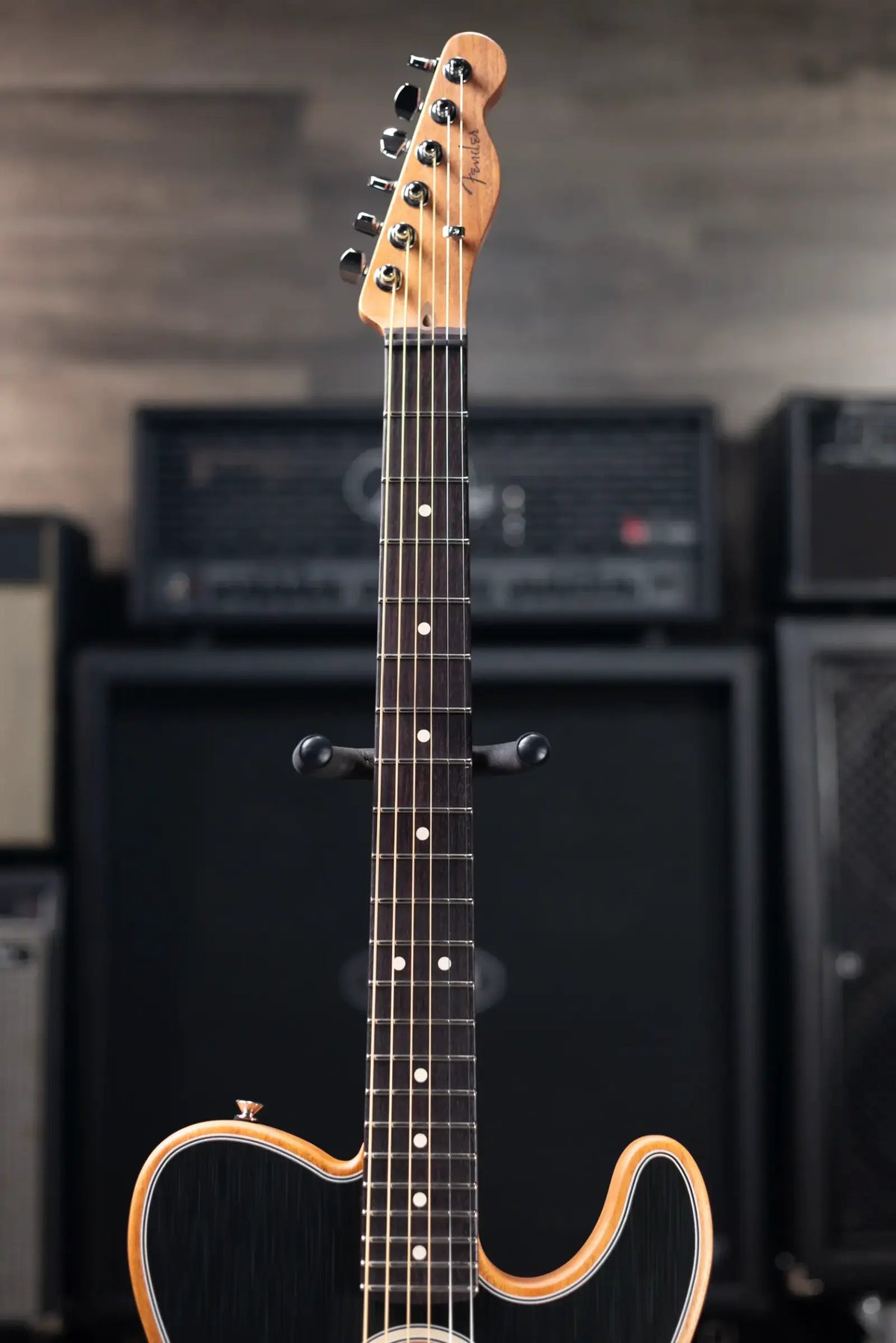 Fender Acoustasonic Player Telecaster Electric Guitar - Brushed Black with Structured Gig Bag