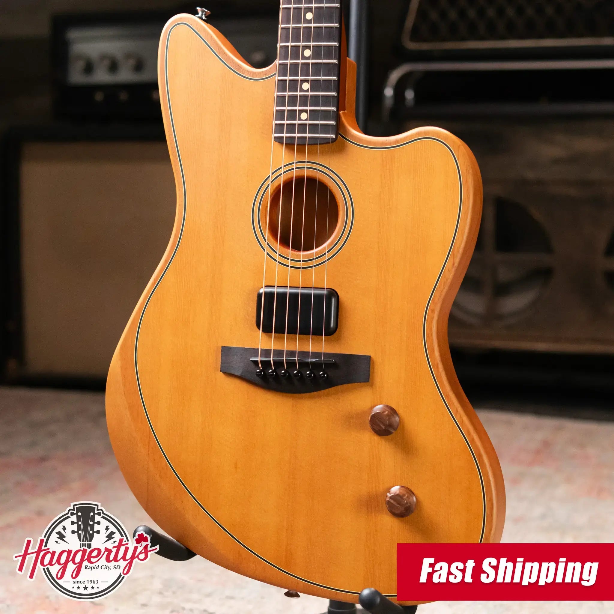 Fender Acoustasonic Standard Jazzmaster Electric Guitar - Aged Natural
