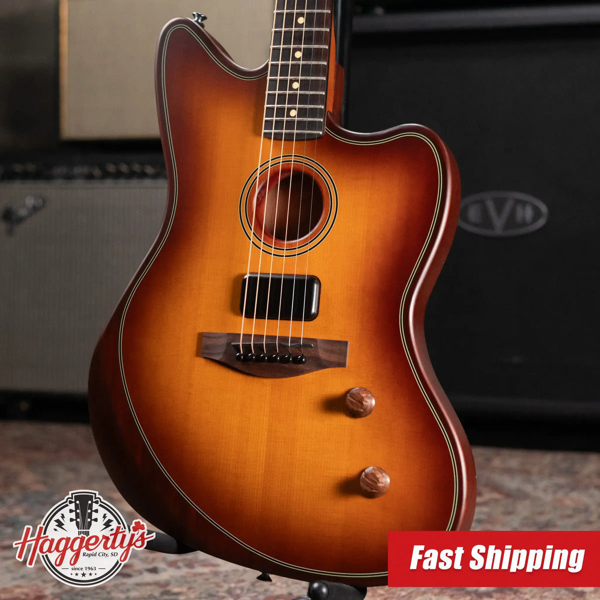 Fender Acoustasonic Standard Jazzmaster - Honey Burst - Demo