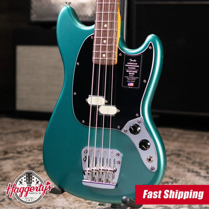 Fender American Professional Classic Mustang Bass - Faded Sherwood Green Metallic with Gig Bag
