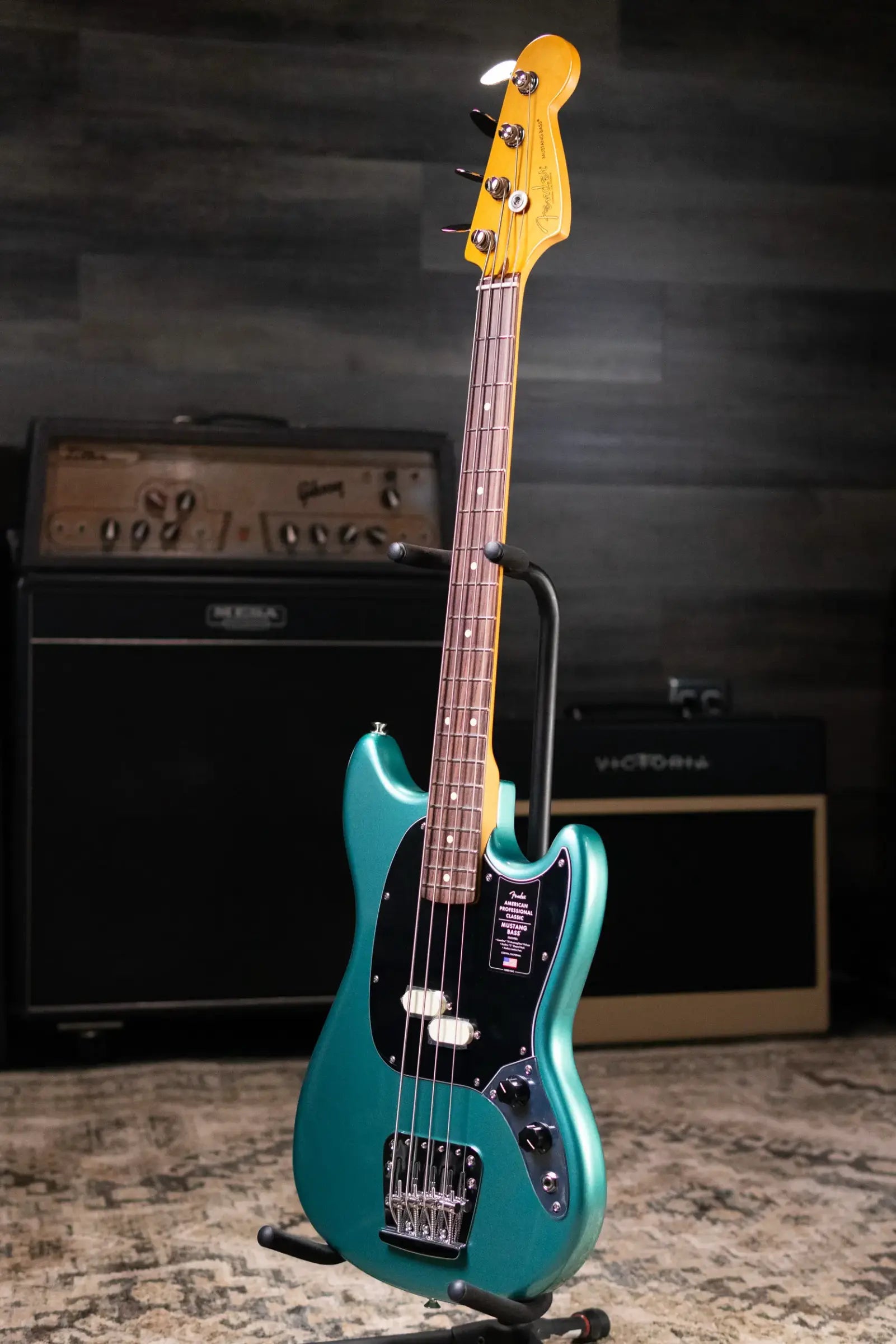 Fender American Professional Classic Mustang Bass - Faded Sherwood Green Metallic with Gig Bag