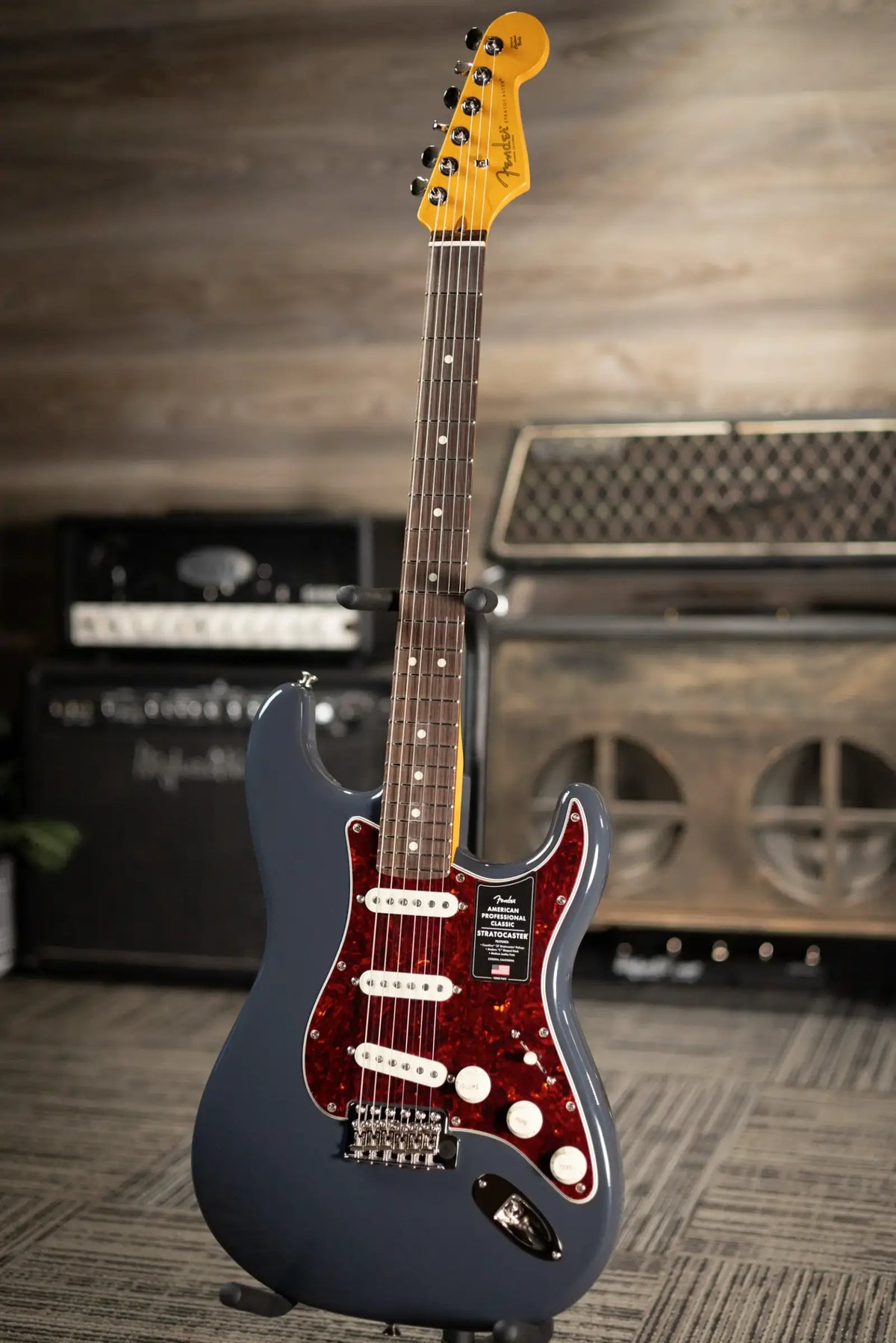 Fender American Professional Classic Stratocaster Electric Guitar - Faded Black with Gig Bag - Demo