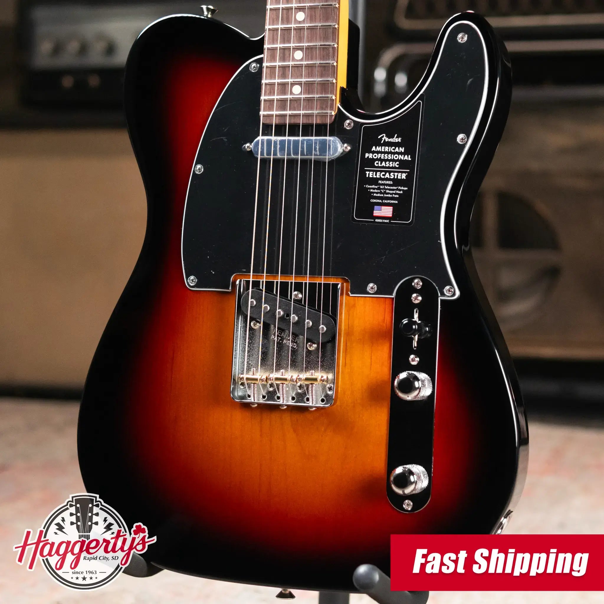 Fender American Professional Classic Telecaster Electric Guitar - 3-Color Sunburst with Gig Bag