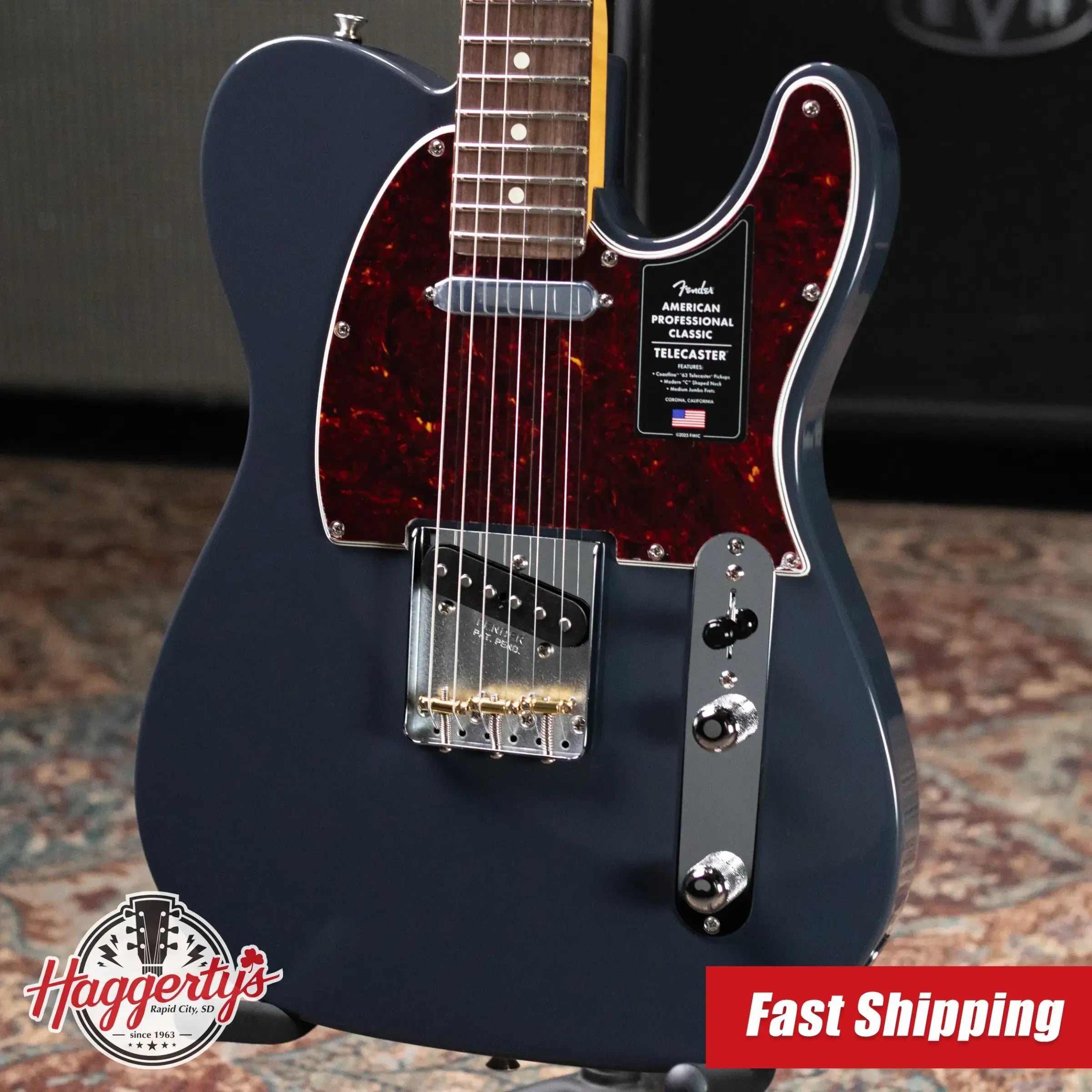 Fender American Professional Classic Telecaster Electric Guitar - Faded Black with Gig Bag