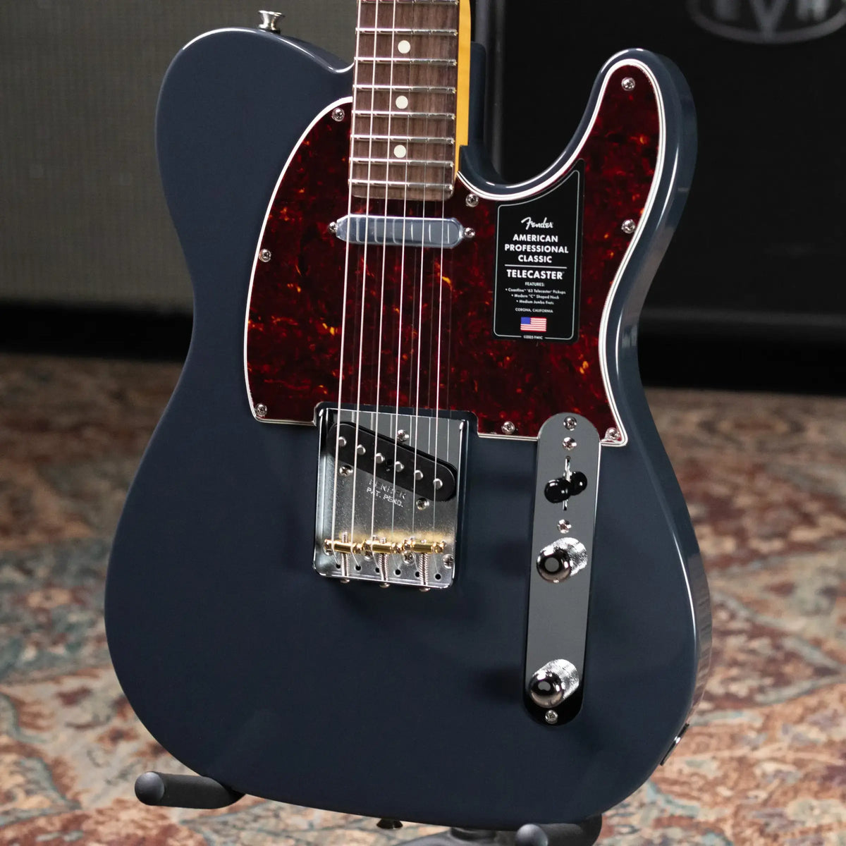 Fender American Professional Classic Telecaster Electric Guitar - Faded Black with Gig Bag