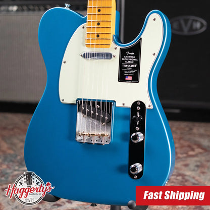 Fender American Professional Classic Telecaster Electric Guitar - Faded Lake Placid Blue with Gig Bag