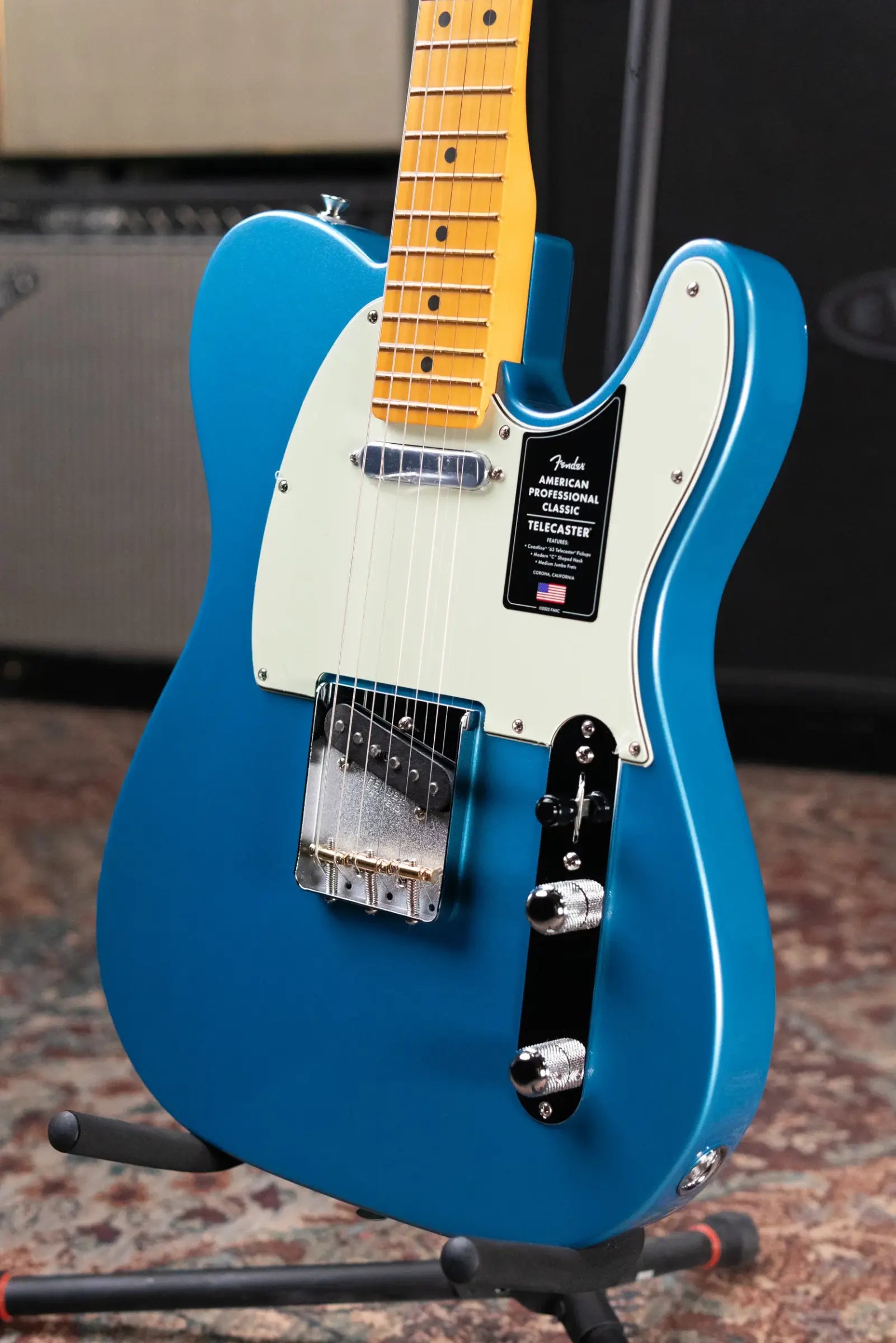 Fender American Professional Classic Telecaster Electric Guitar - Faded Lake Placid Blue with Gig Bag