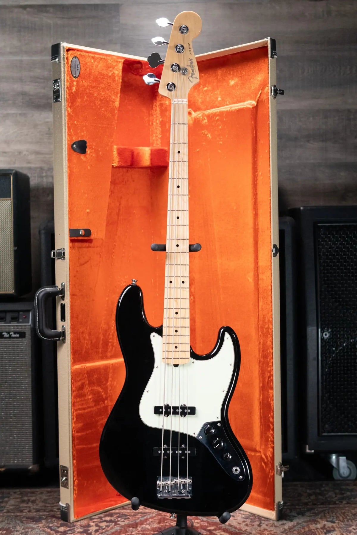 Fender American Professional Jazz Bass Maple Fingerboard, Black with Hardshell Case - Used