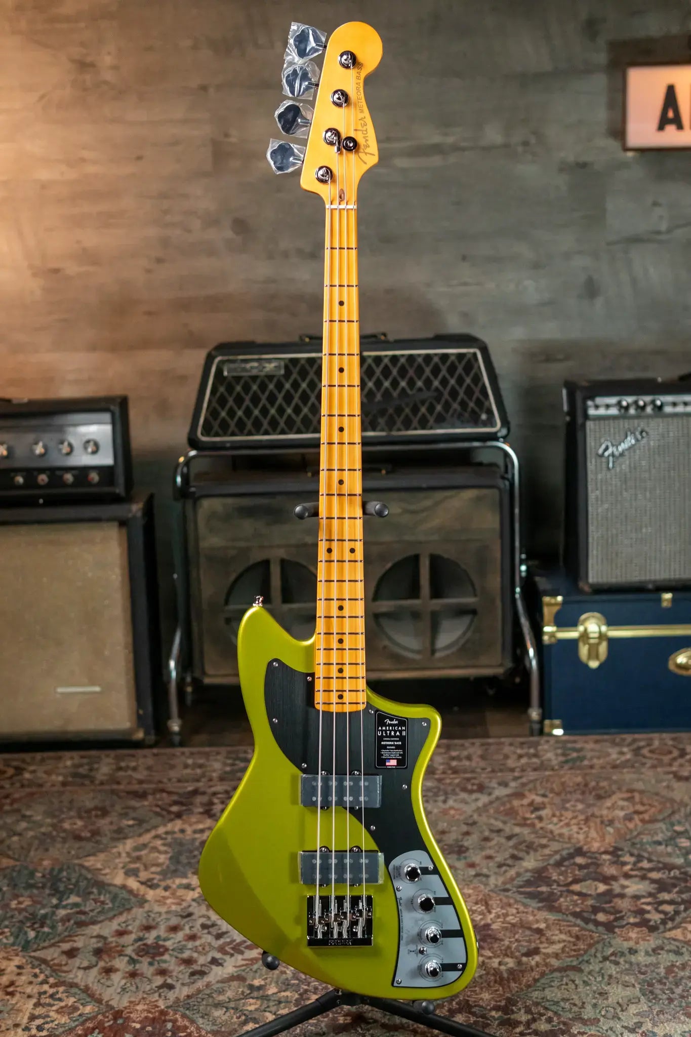 Fender American Ultra II Meteora Bass, Maple Fingerboard - Solar Flare with Deluxe Molded Hardshell Case