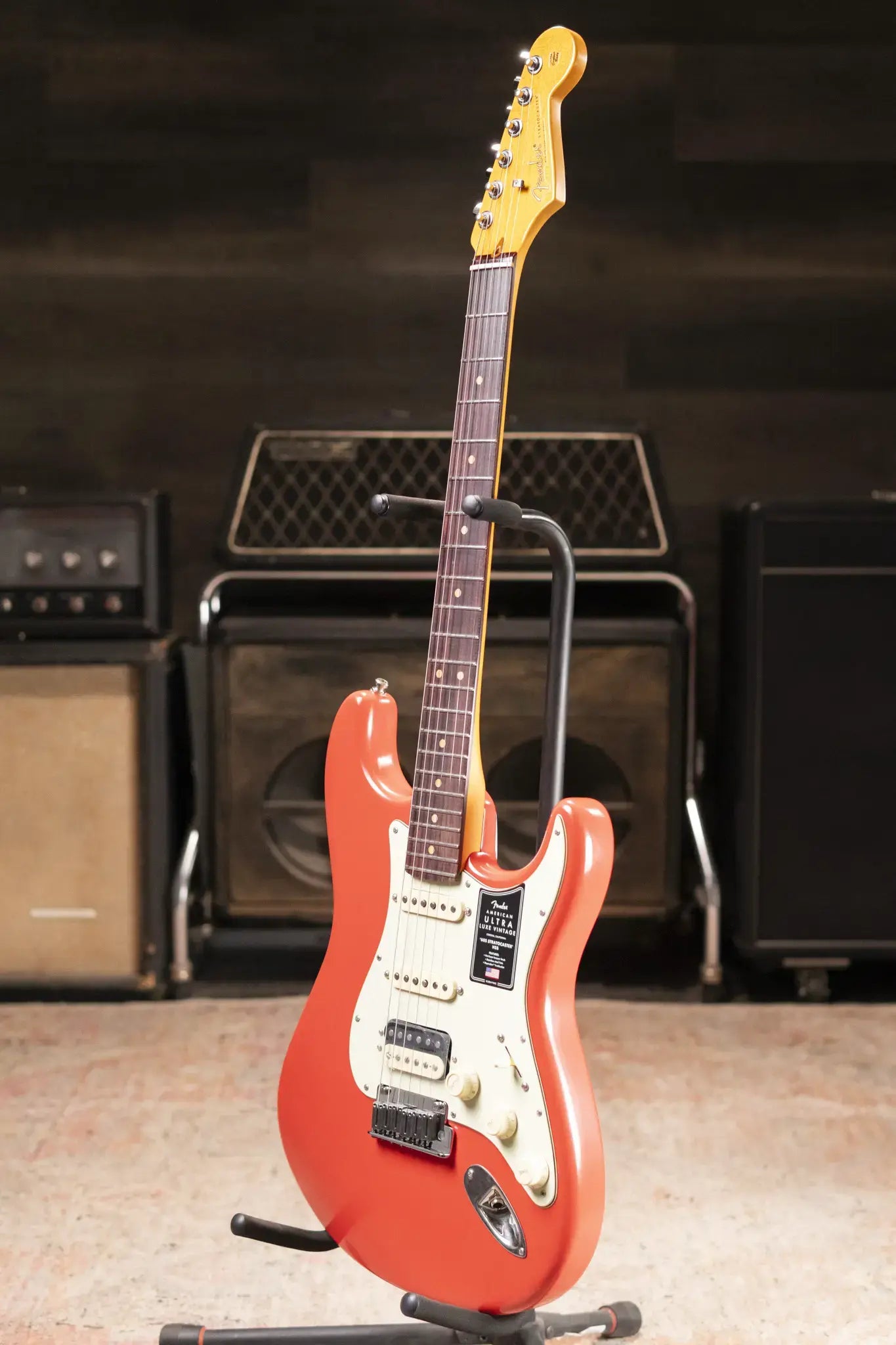 Fender American Ultra Luxe Vintage '60s Stratocaster HSS Electric Guitar - Fiesta Red with Hardshell Case