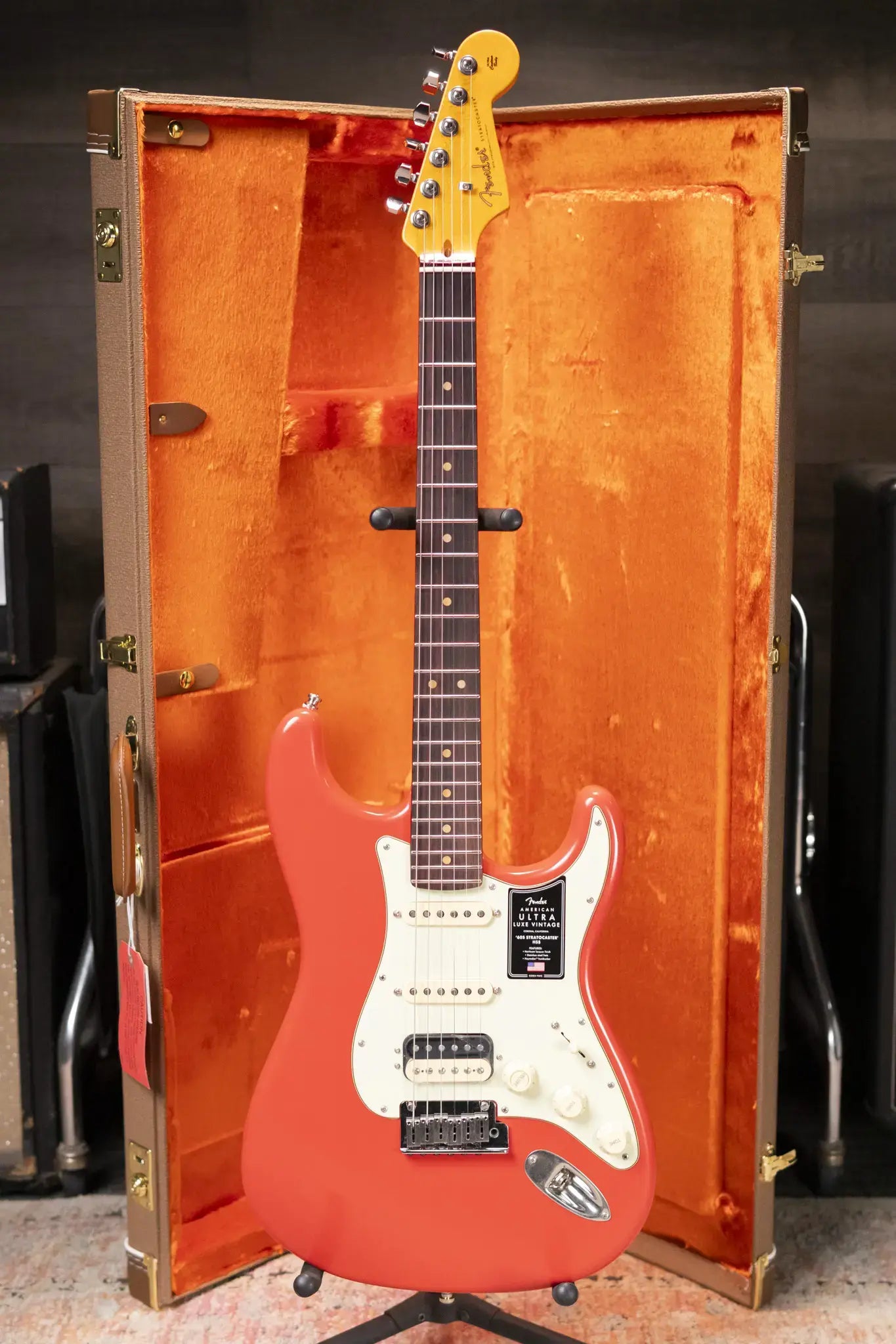 Fender American Ultra Luxe Vintage '60s Stratocaster HSS Electric Guitar - Fiesta Red with Hardshell Case