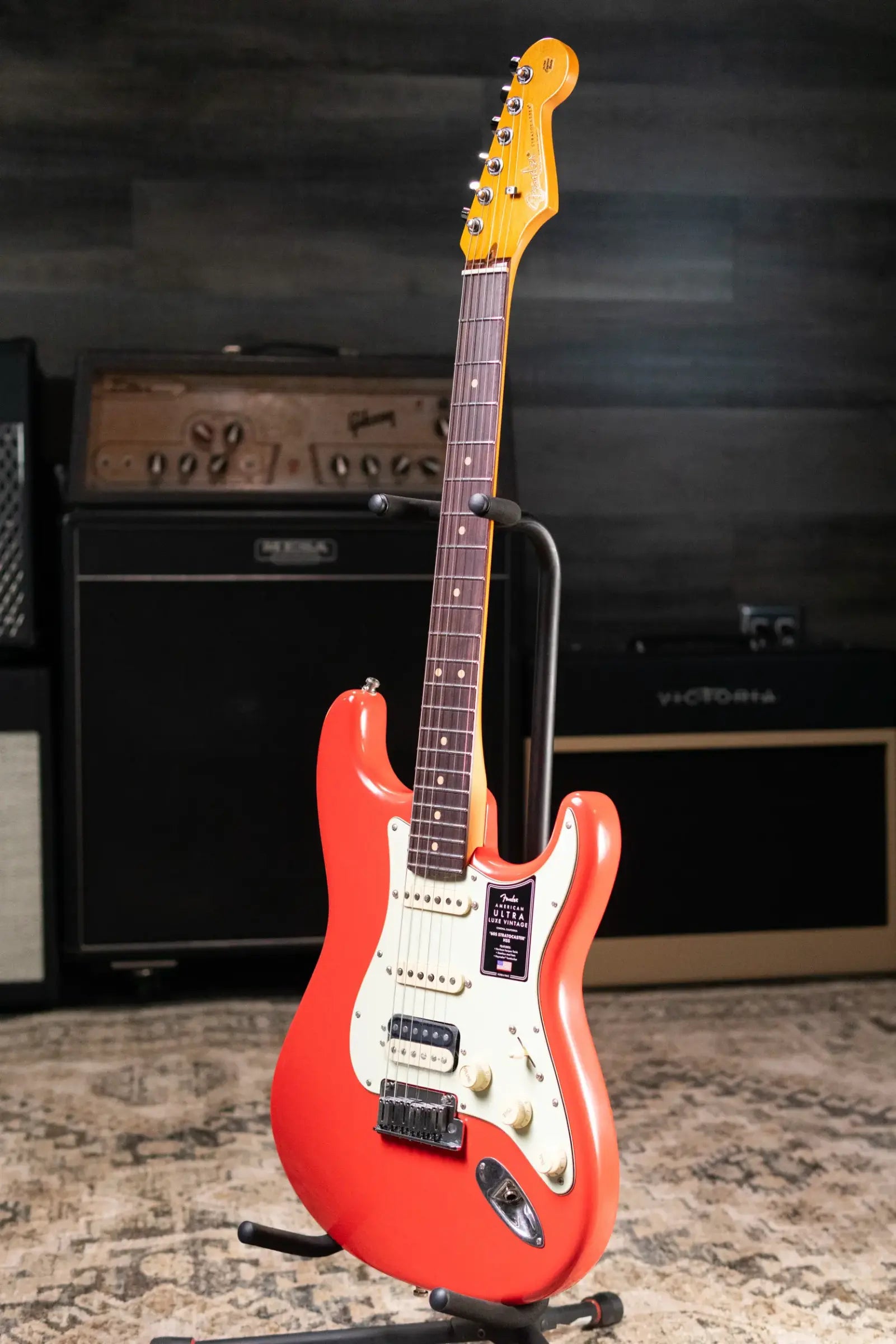 Fender American Ultra Luxe Vintage '60s Stratocaster HSS Electric Guitar - Fiesta Red with Hardshell Case
