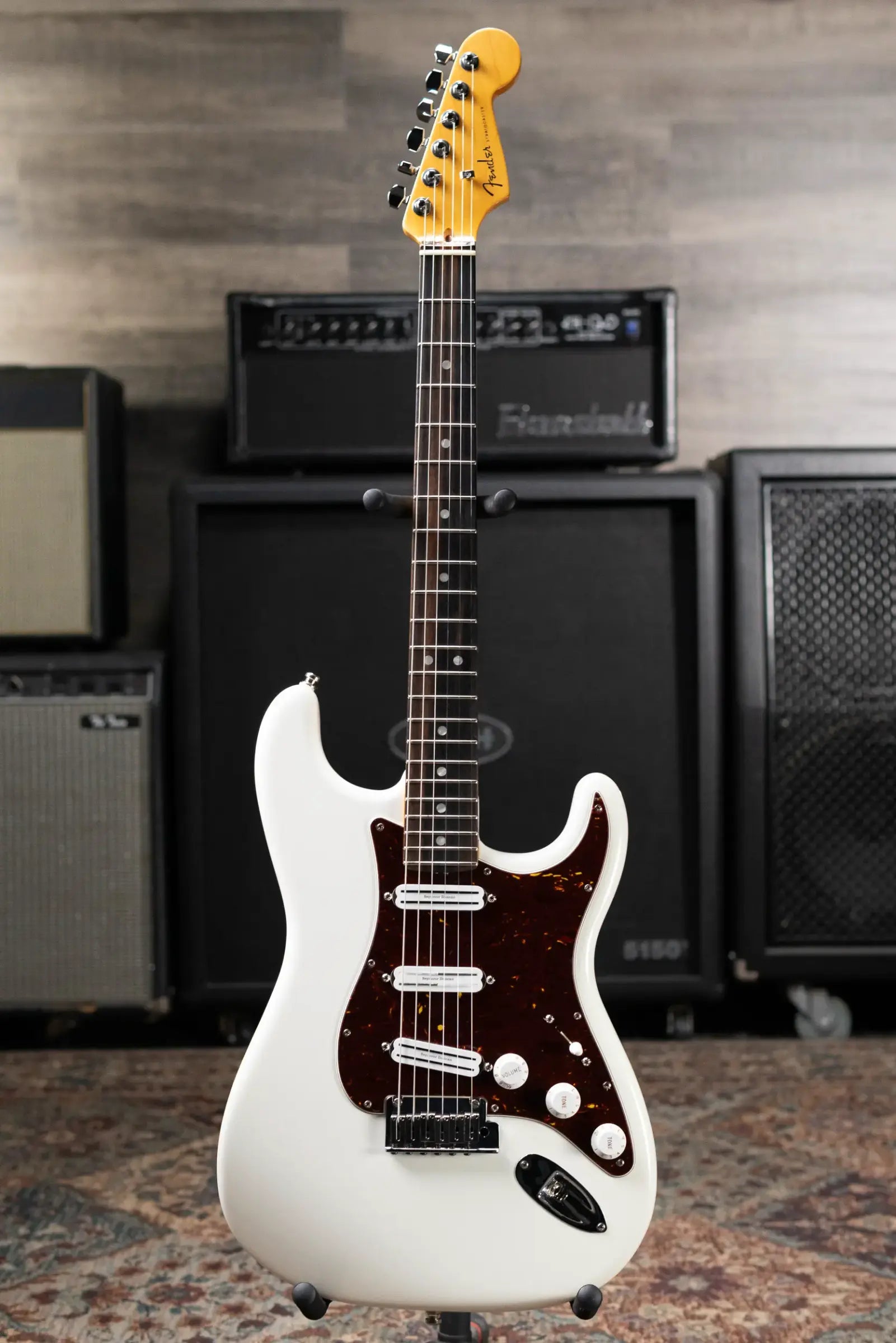 Fender American Ultra Stratocaster Guitar - Arctic Pearl with Hardshell Case - Used
