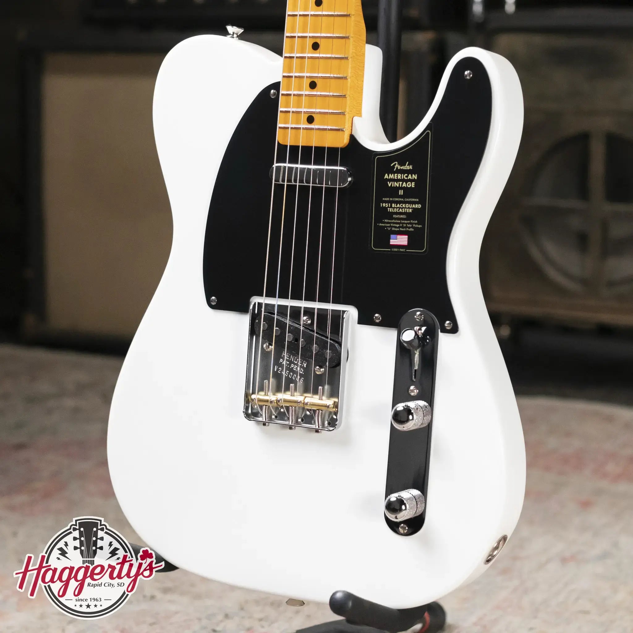 Fender American Vintage II 1951 Telecaster, Maple Fingerboard Electric Guitar - Prototype White with Vintage-Style Tweed Hardshell Case