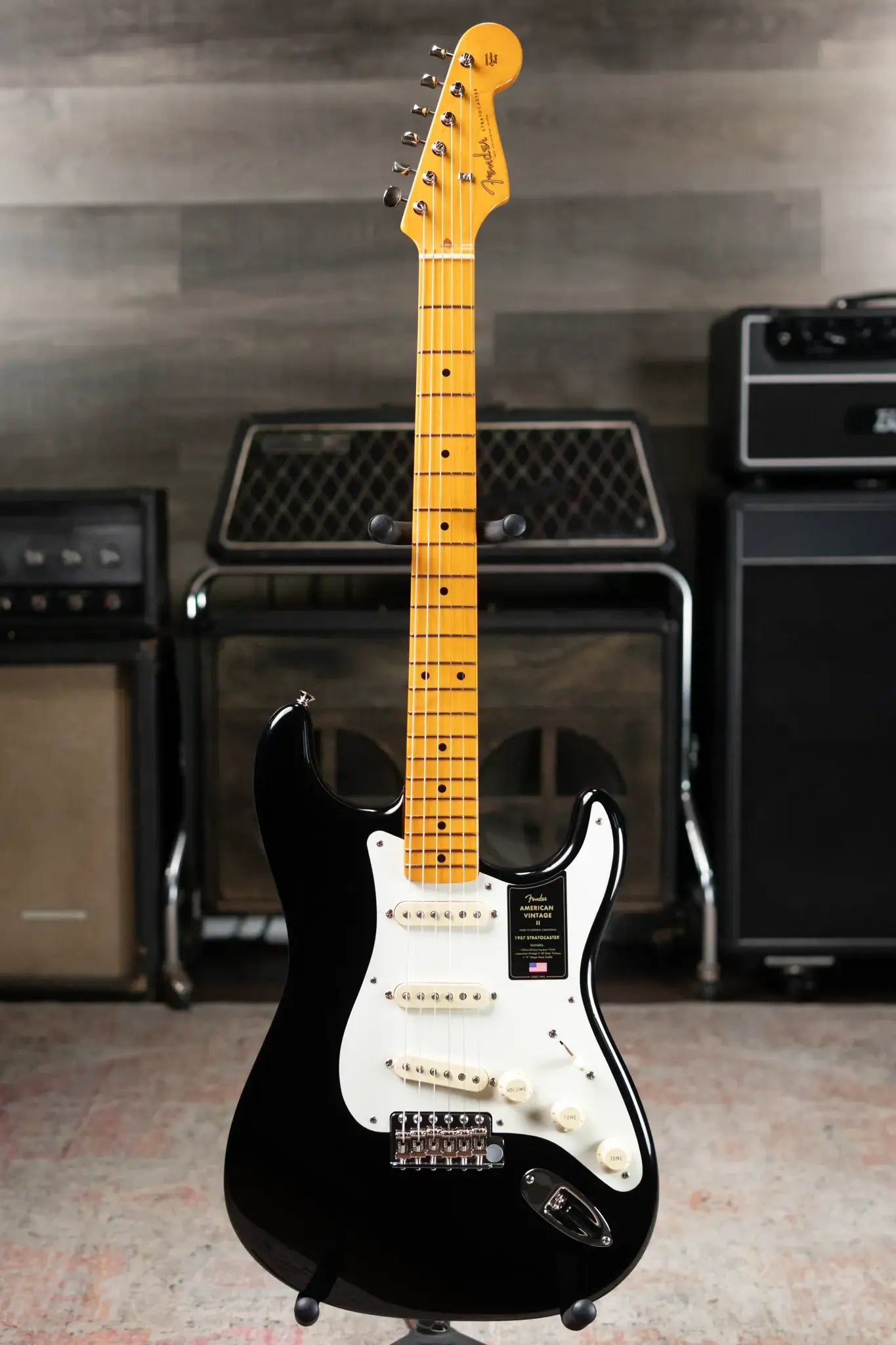 Fender American Vintage II 1957 Stratocaster, Maple Fingerboard - Black with Vintage-Style Tweed Hardshell Case - Used