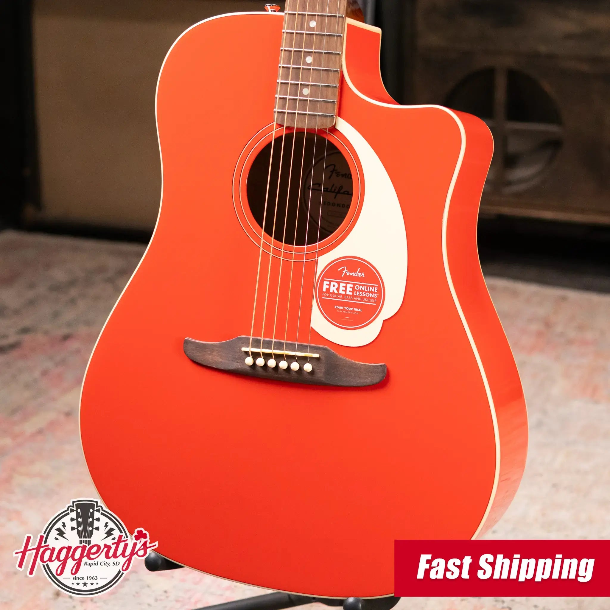 Fender California Standard Redondo CE Acoustic/Electric Guitar - Fiesta Red