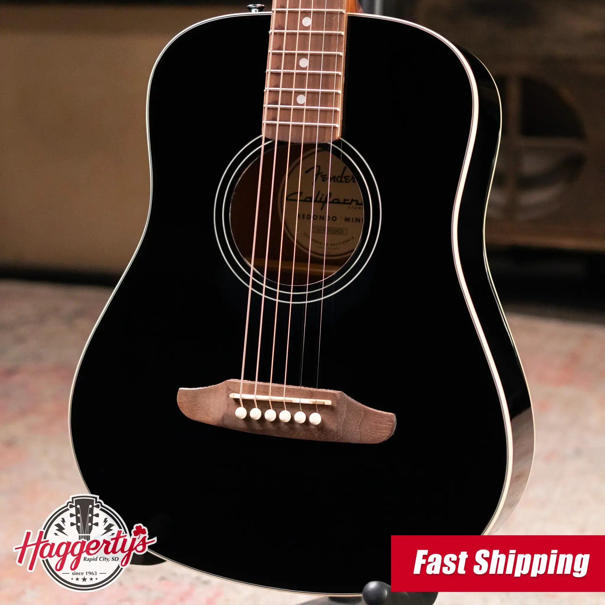 Fender California Standard Redondo Mini Acoustic Guitar - Black with Gig Bag