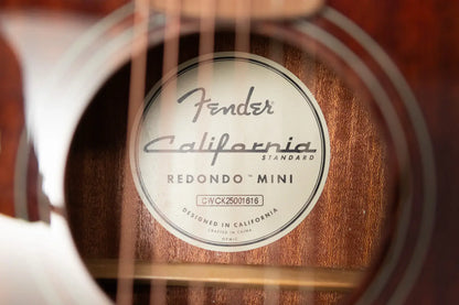 Fender California Standard Redondo Mini Acoustic Guitar - Natural Sapele with Gig Bag