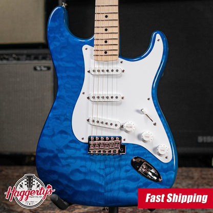 Fender Custom Shop 1955 Stratocaster Electric Guitar - Quilted Sapphire Blue Transparent with Hardshell Case