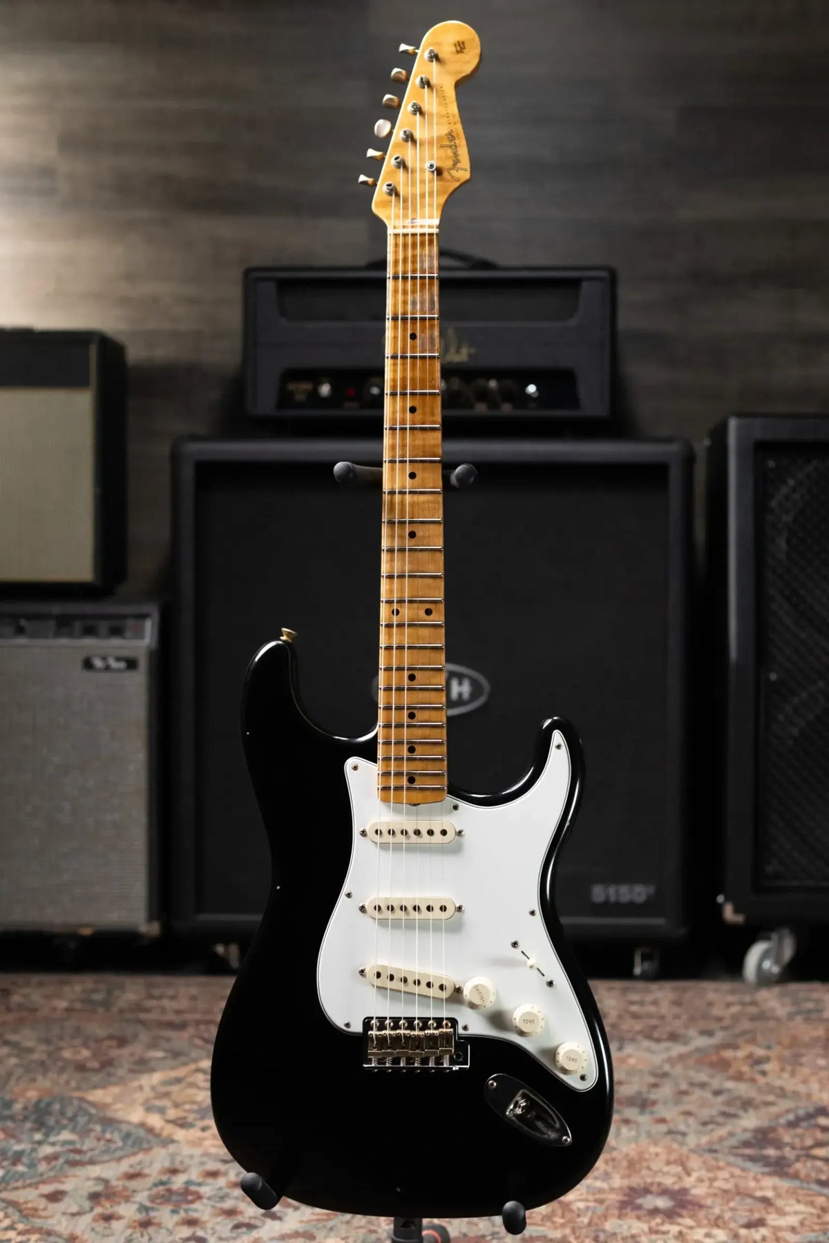 Fender Custom Shop 1955 Stratocaster Journeyman Relic Electric Guitar - Black with Hardshell Case
