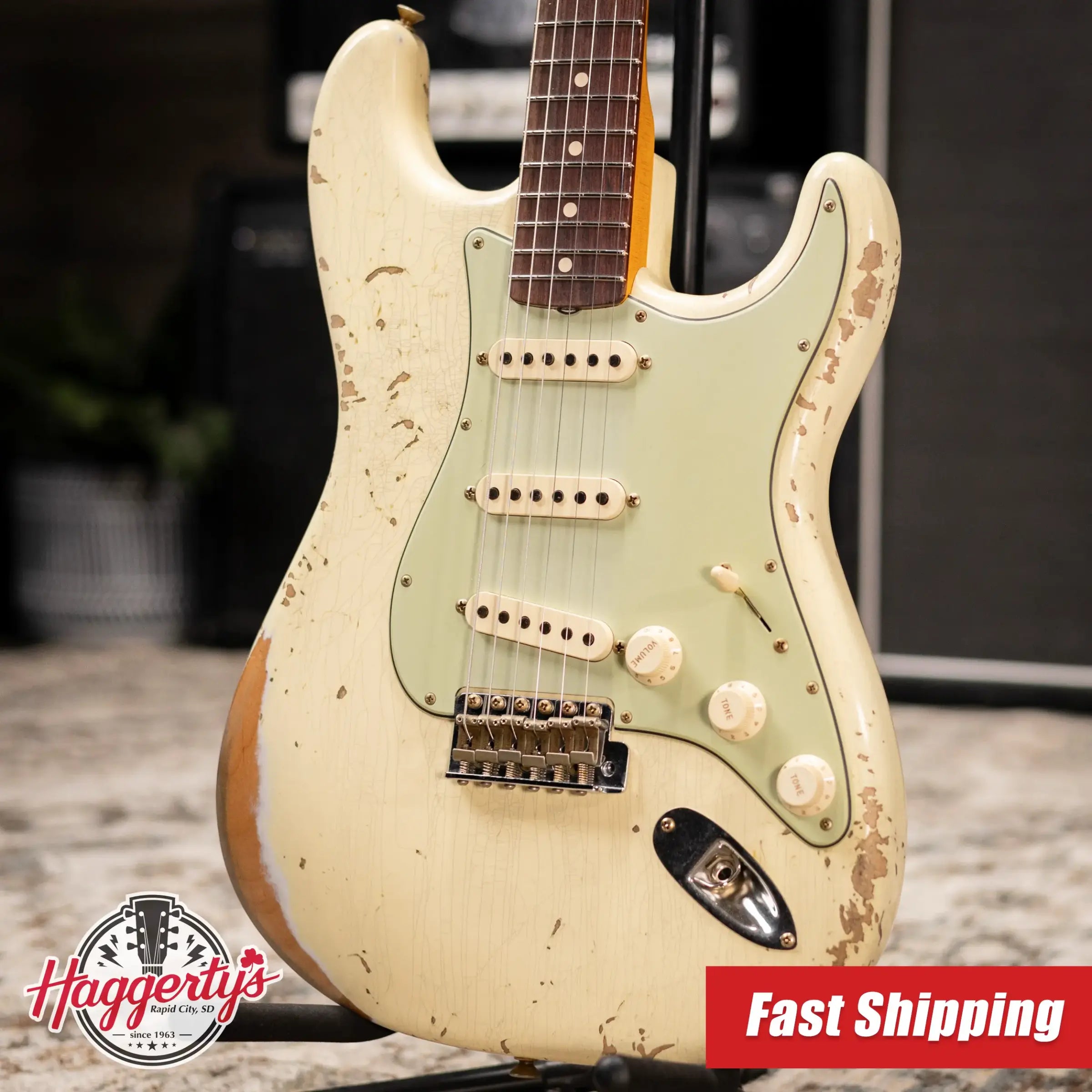 Fender Custom Shop 1962 Stratocaster Heavy Relic Electric Guitar - Vintage White with Hardshell Case