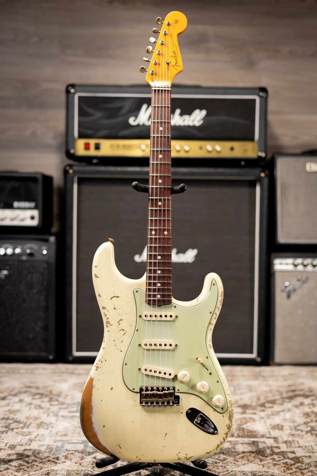 Fender Custom Shop 1962 Stratocaster Heavy Relic Electric Guitar - Vintage White with Hardshell Case
