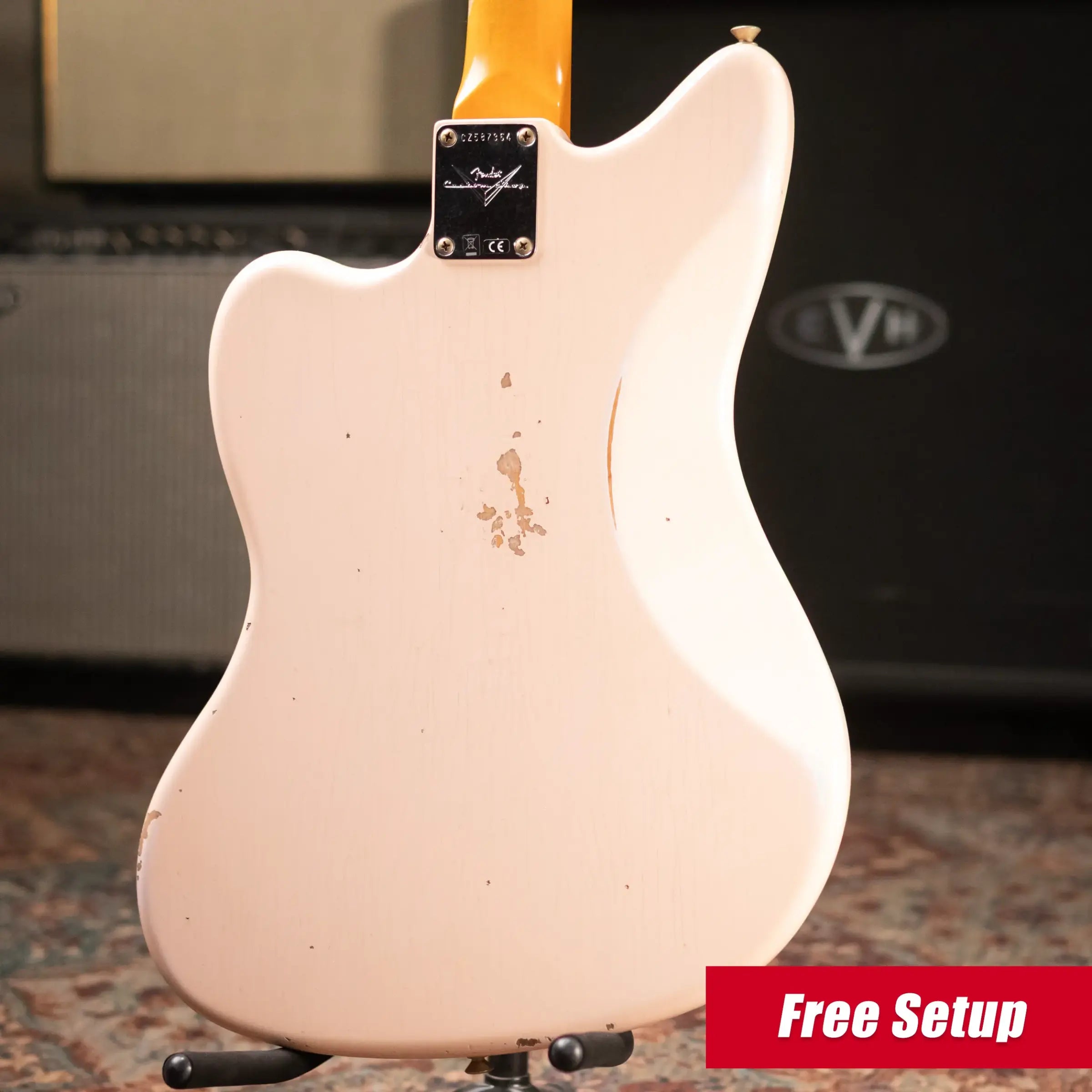 Fender Custom Shop 1963 Jazzmaster Relic Electric Guitar - Aged Shell Pink with Hardshell Case