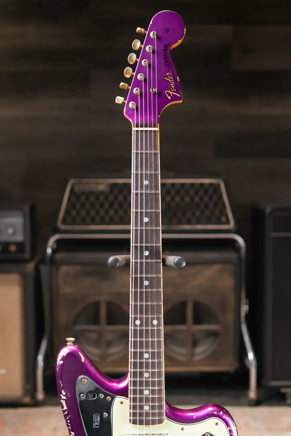 Fender Custom Shop 1965 Jaguar Heavy Relic Electric Guitar - Faded Purple Metallic with Hardshell Case