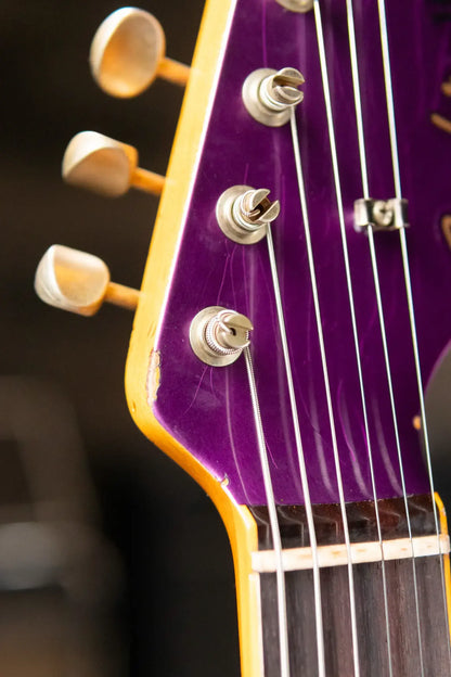 Fender Custom Shop 1965 Jaguar Heavy Relic Electric Guitar - Faded Purple Metallic with Hardshell Case