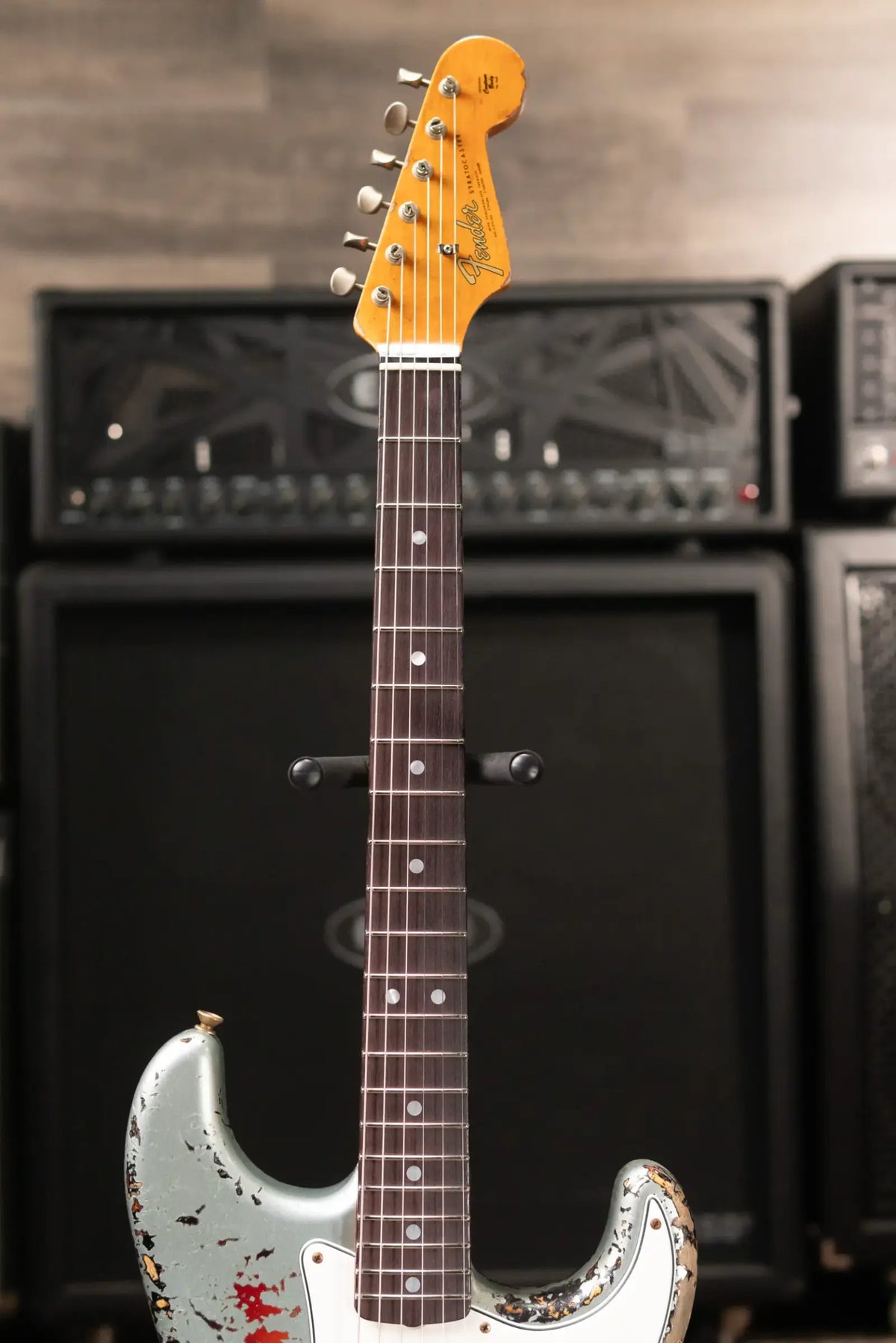 Fender Custom Shop 1965 Stratocaster Super Heavy Relic Electric Guitar - Super Faded Aged Firemist Silver over 3-Color Sunburst with Hardshell Case