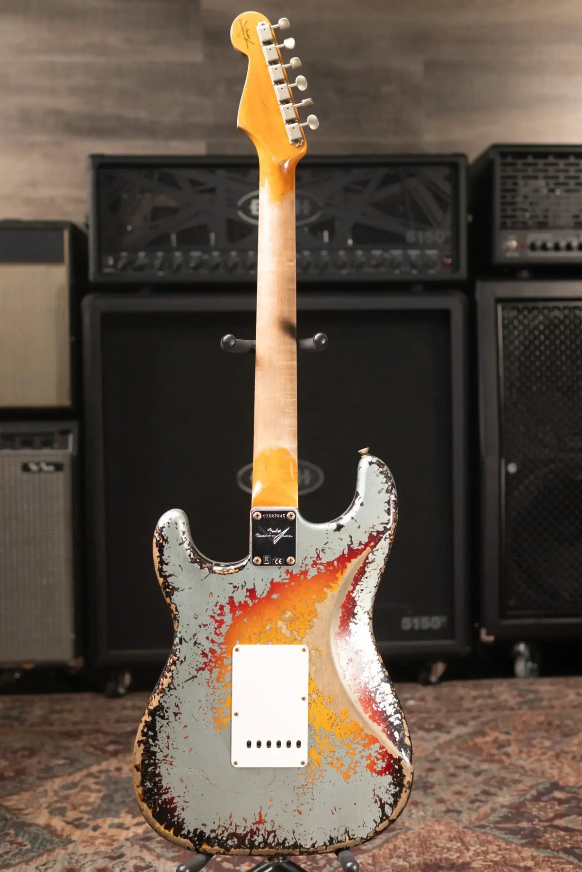 Fender Custom Shop 1965 Stratocaster Super Heavy Relic Electric Guitar - Super Faded Aged Firemist Silver over 3-Color Sunburst with Hardshell Case